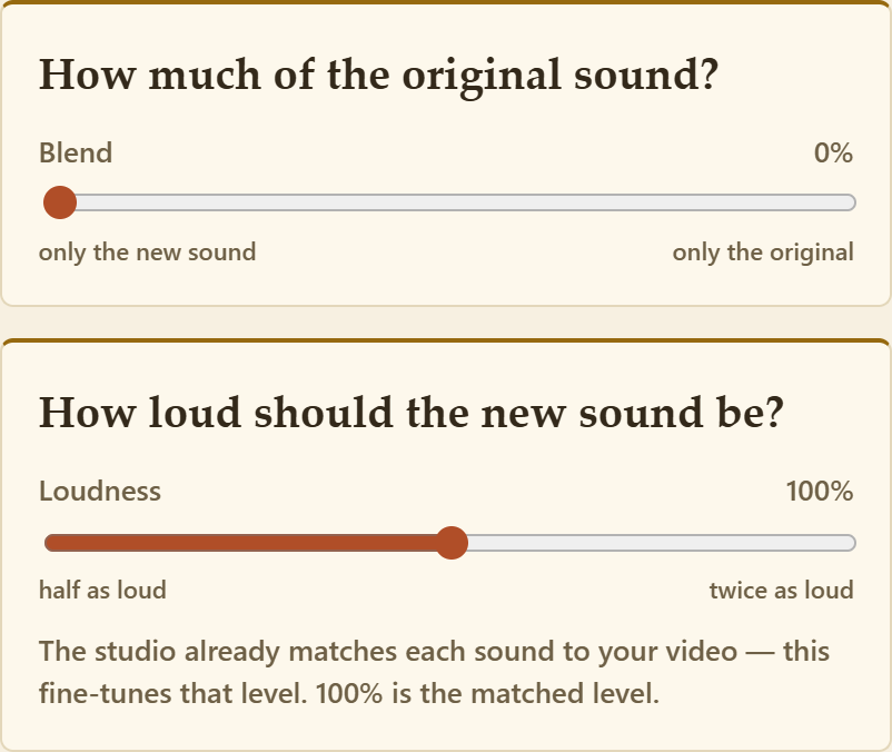 The blend and loudness sliders