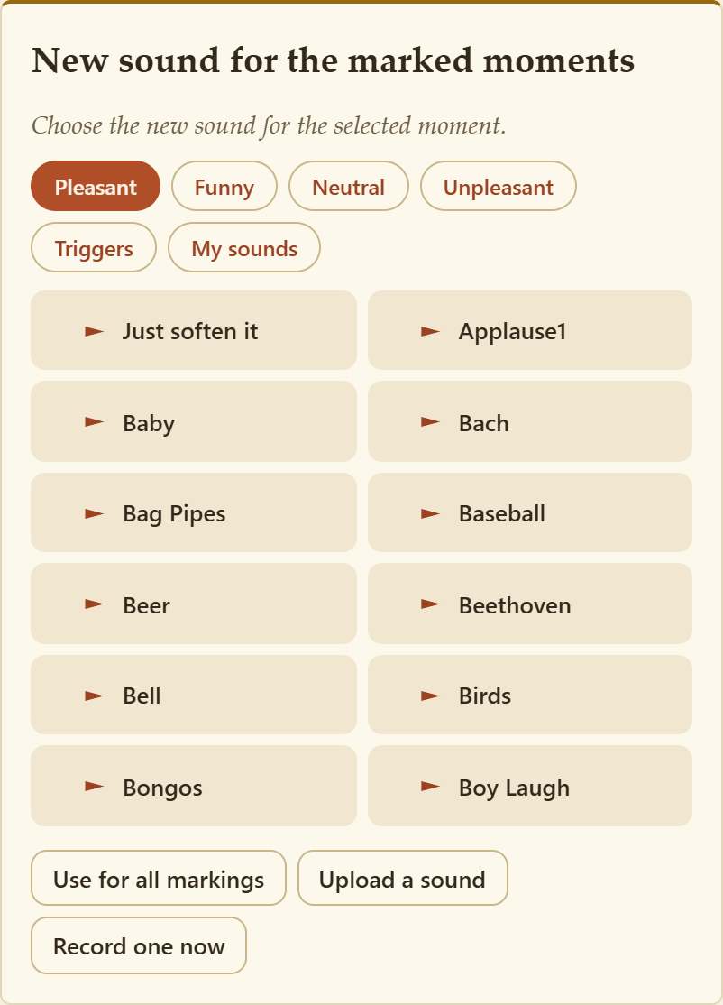 The sound picker with its shelves