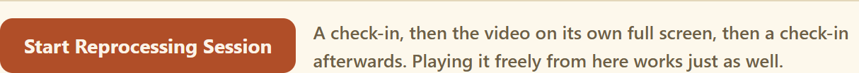 The Start Reprocessing Session button under the play controls