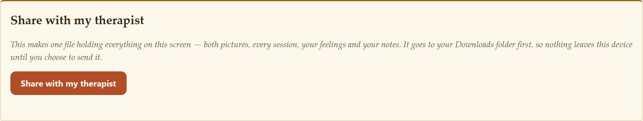 The Share with my therapist panel